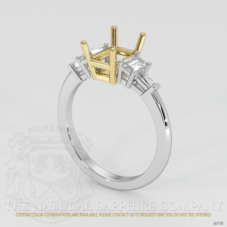 18K Yellow & White Accent Stones Ring Setting