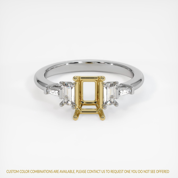 18K Yellow & White Accent Stones Ring Setting