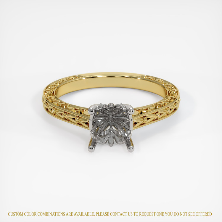 14K White & Yellow Antique Style Ring Setting