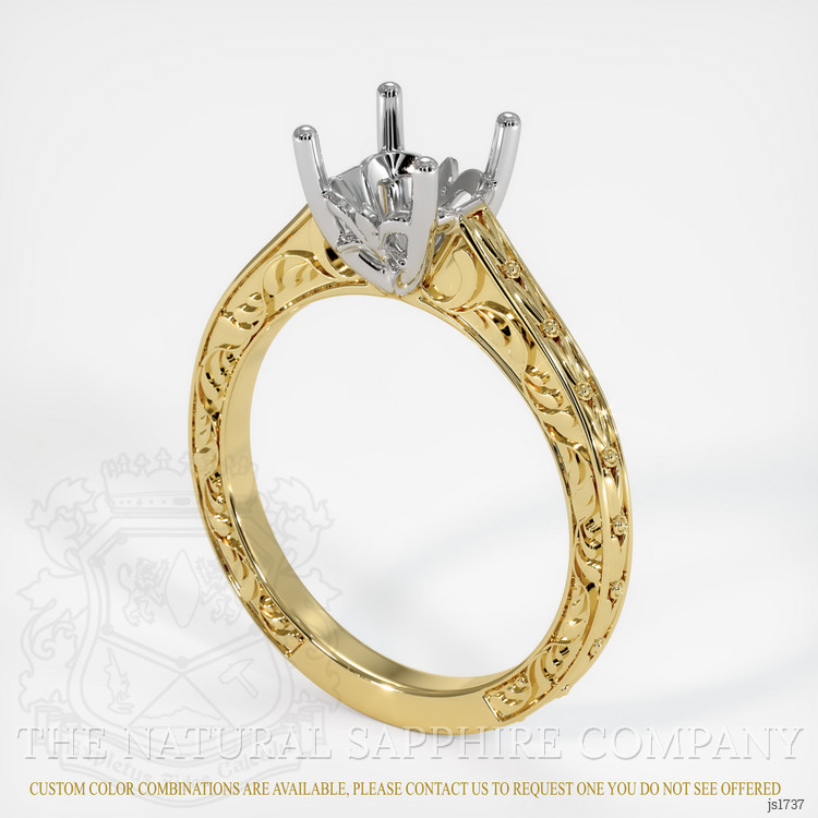 18K White & Yellow Antique Style Ring Setting