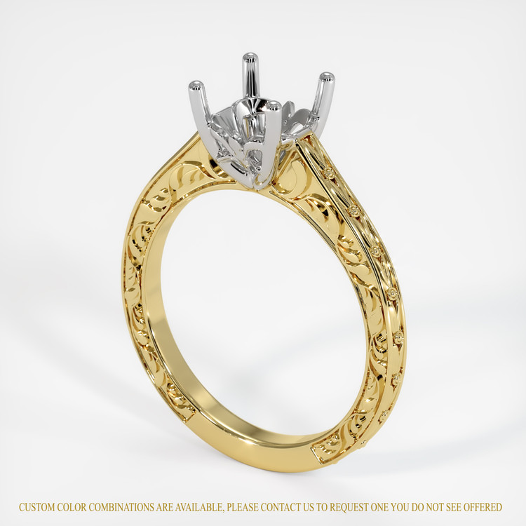 18K White & Yellow Antique Style Ring Setting