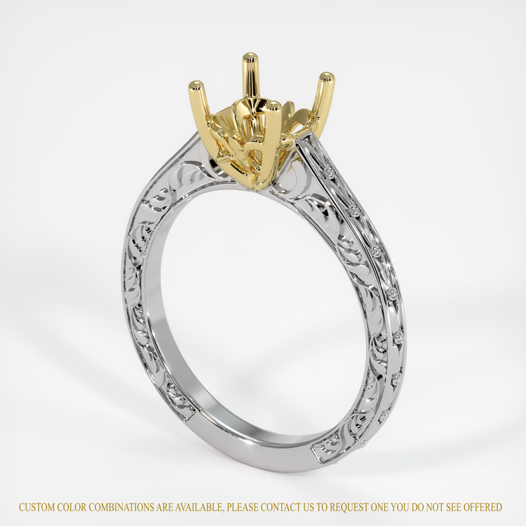 14K Yellow & White Antique Style Ring Setting