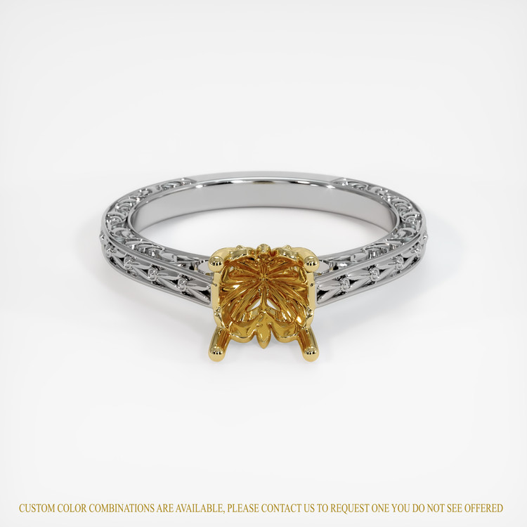 14K Yellow & White Antique Style Ring Setting