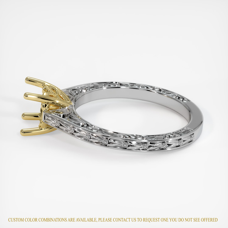 14K Yellow & White Antique Style Ring Setting