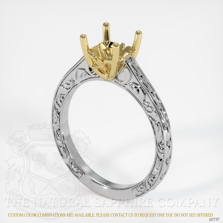 18K Yellow & White Antique Style Ring Setting