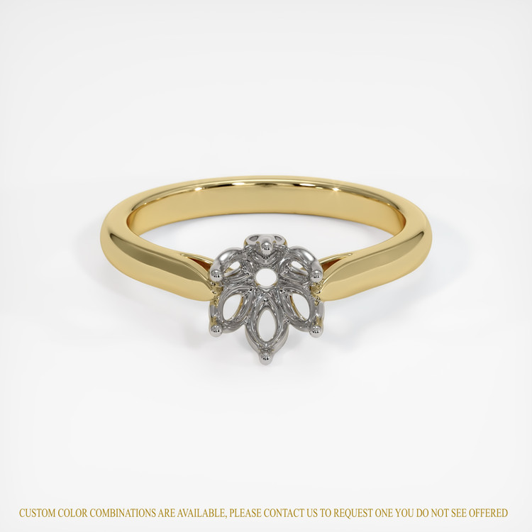 14K White & Yellow Floral Ring Setting