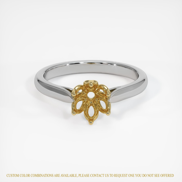 14K Yellow & White Floral Ring Setting