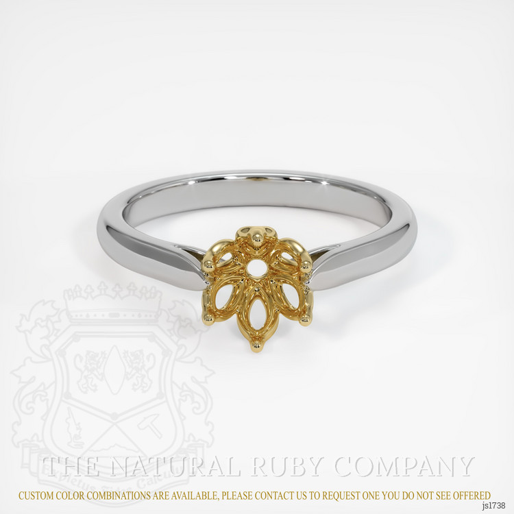 14K Yellow & White Floral Ring Setting