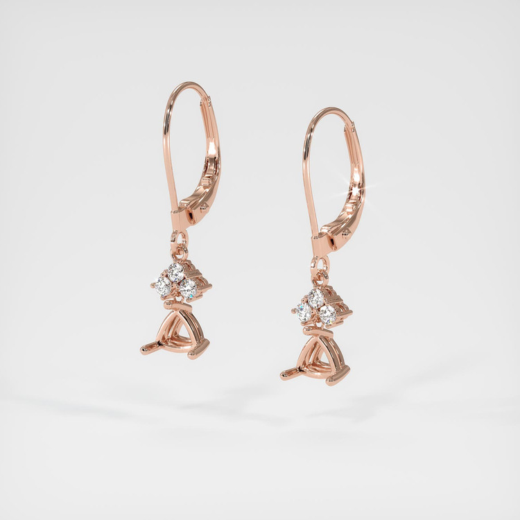 14K Rose Gold Accent Stones Earring Setting