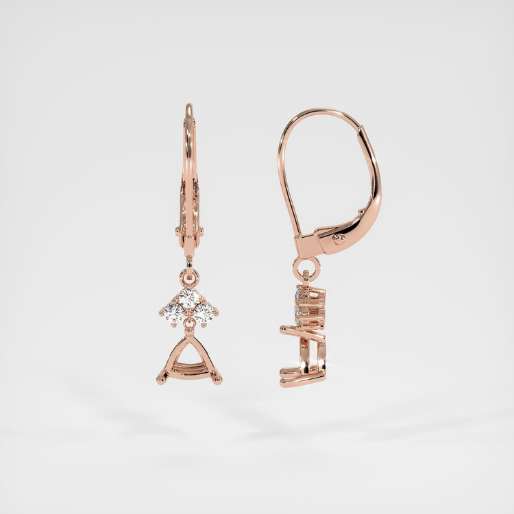 14K Rose Gold Accent Stones Earring Setting