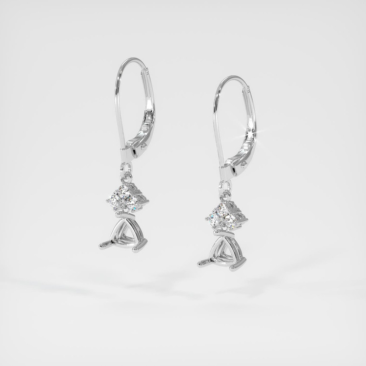 14K White Gold Accent Stones Earring Setting