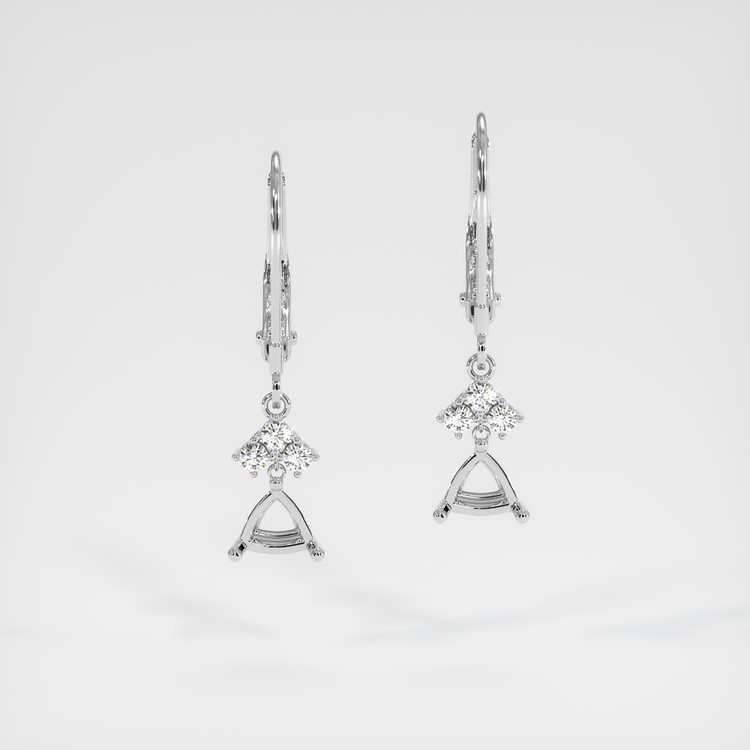 14K White Gold Accent Stones Earring Setting