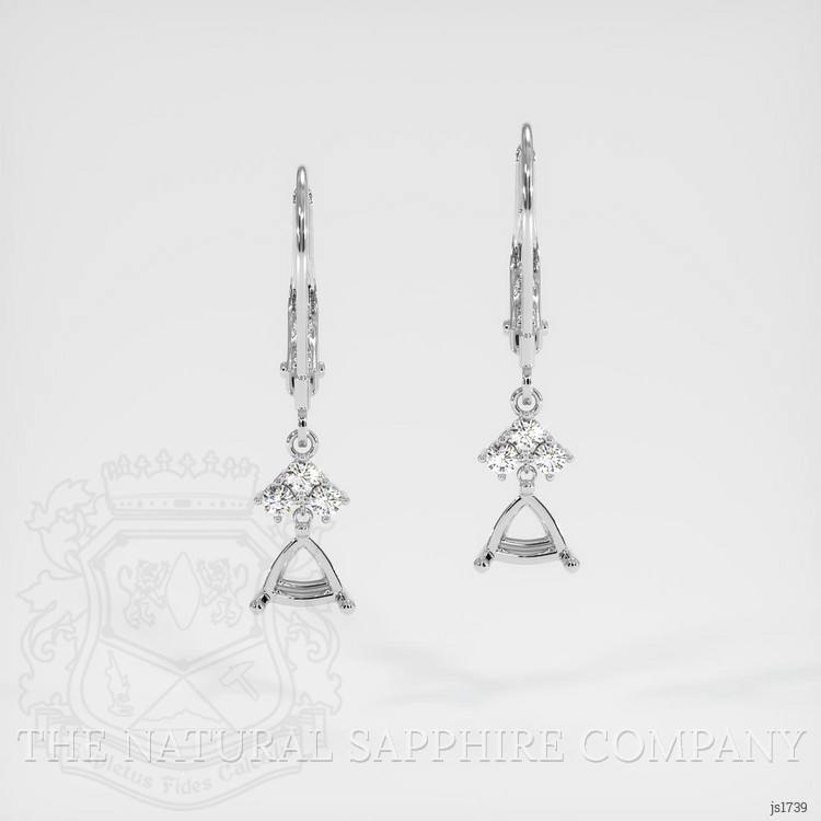 14K White Gold Accent Stones Earring Setting