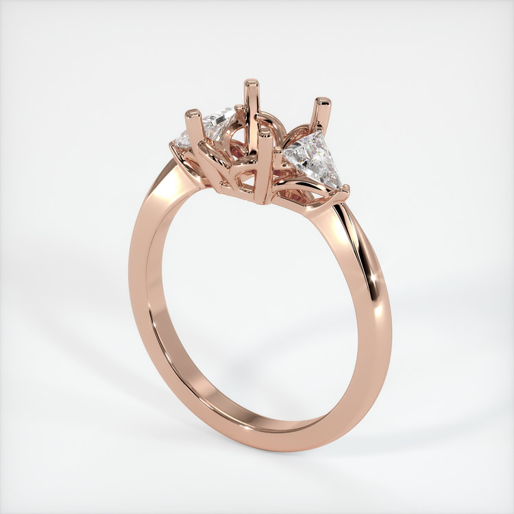 14K Rose Gold Three Stone Ring Setting