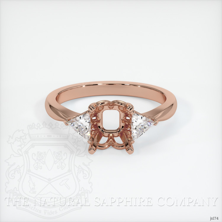 14K Rose Gold Three Stone Ring Setting