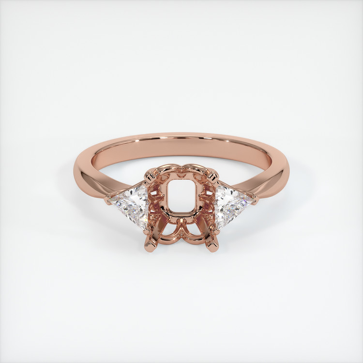 14K Rose Gold Three Stone Ring Setting