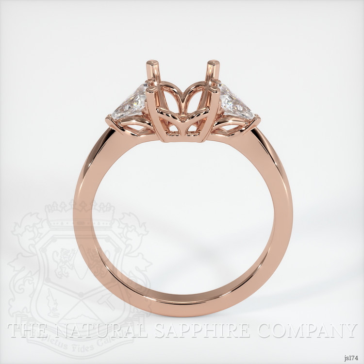 14K Rose Gold Three Stone Ring Setting