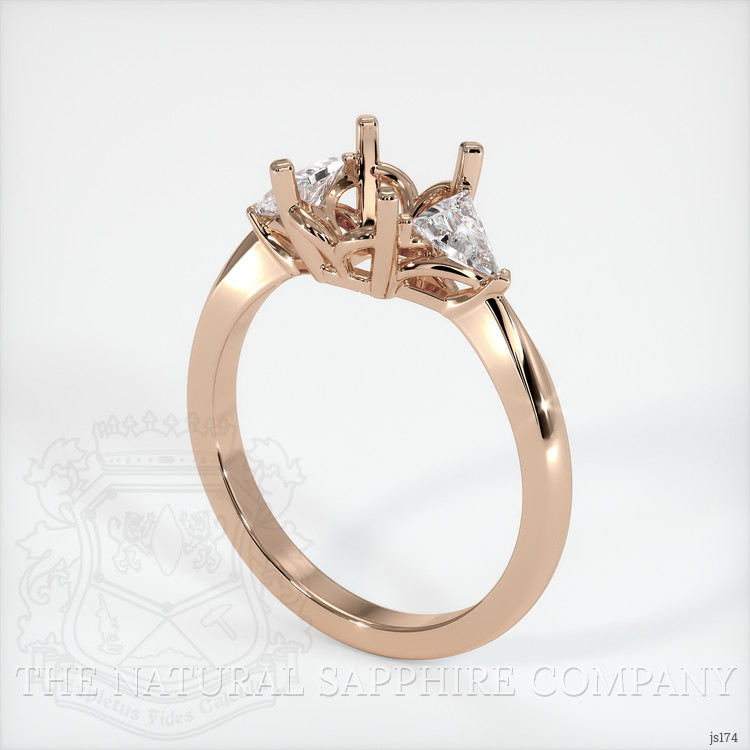 18K Rose Gold Three Stone Ring Setting