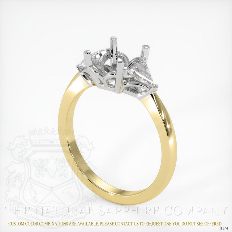 14K White & Yellow Three Stone Ring Setting