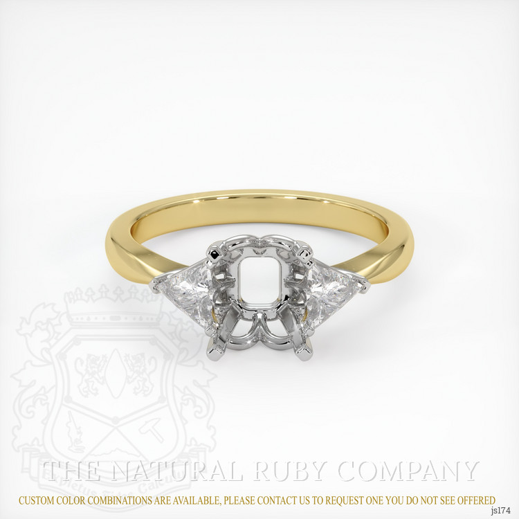 14K White & Yellow Three Stone Ring Setting