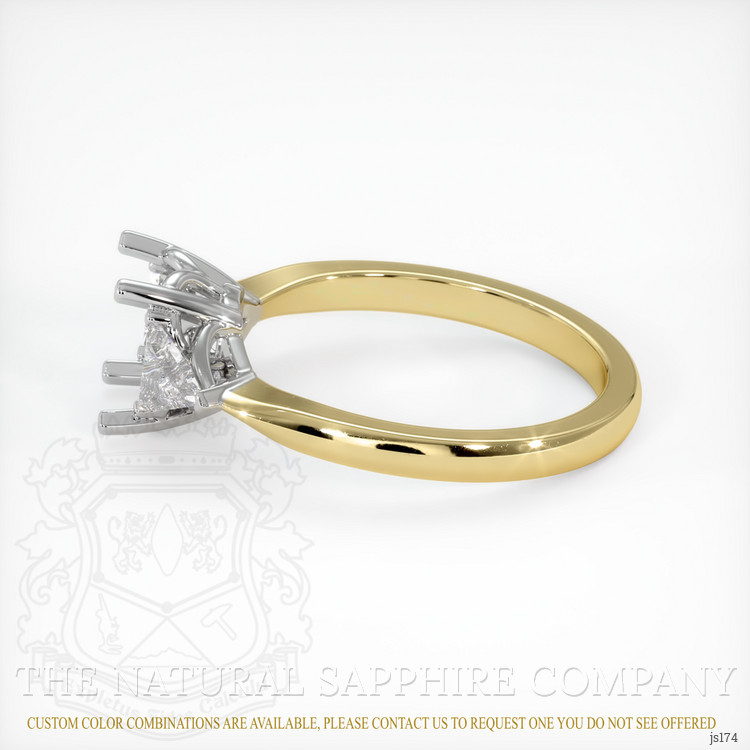 14K White & Yellow Three Stone Ring Setting