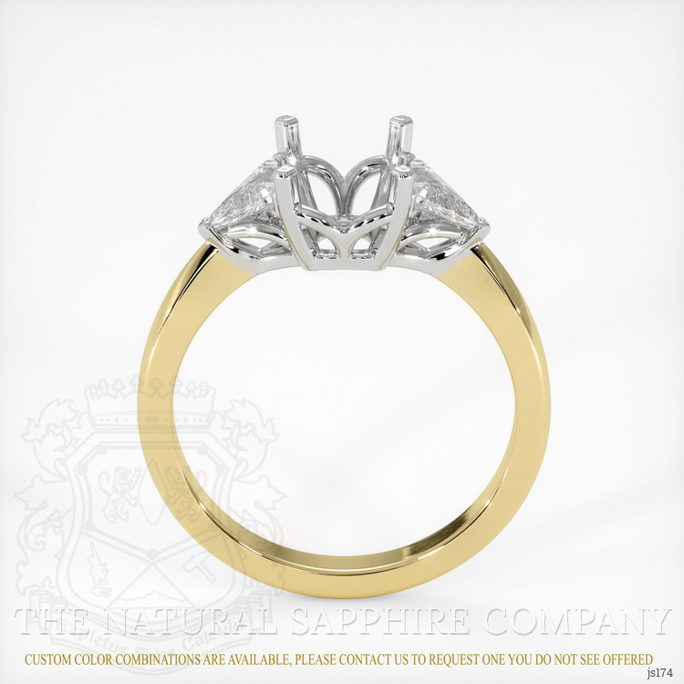14K White & Yellow Three Stone Ring Setting