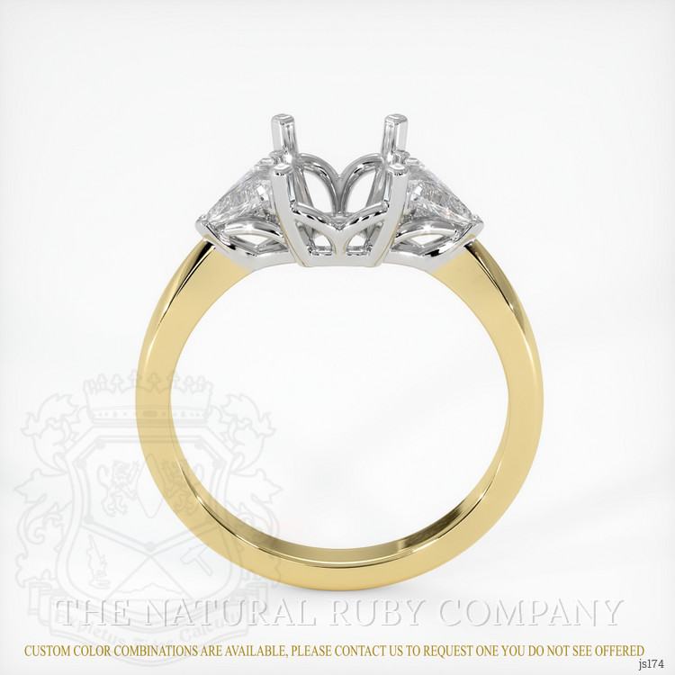 14K White & Yellow Three Stone Ring Setting