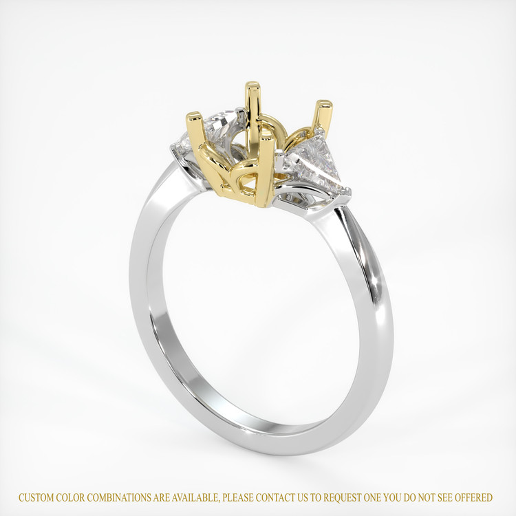 14K Yellow & White Three Stone Ring Setting