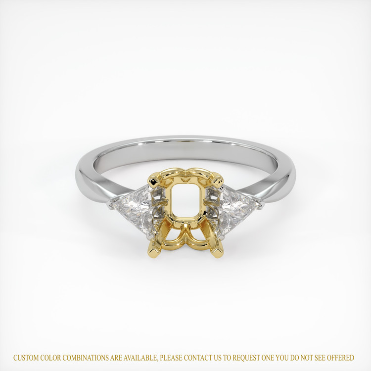 14K Yellow & White Three Stone Ring Setting
