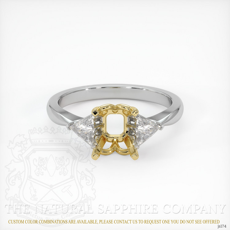 14K Yellow & White Three Stone Ring Setting