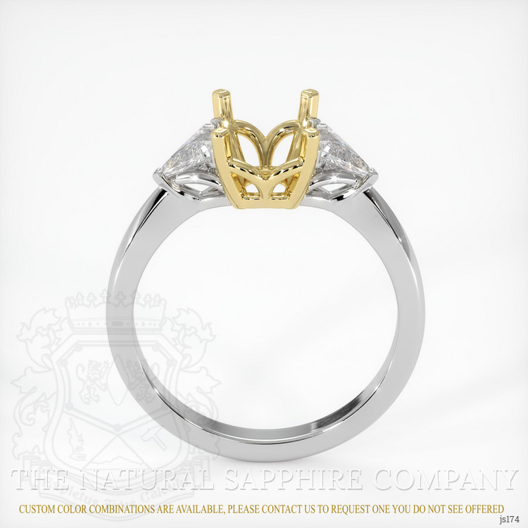 14K Yellow & White Three Stone Ring Setting