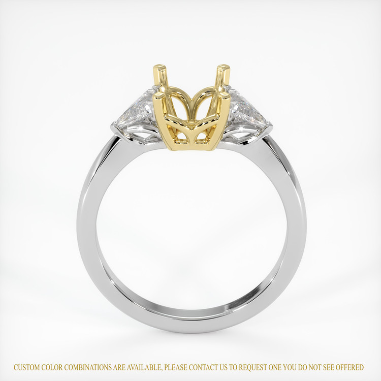 14K Yellow & White Three Stone Ring Setting