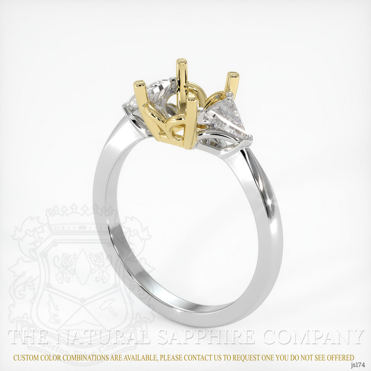 18K Yellow & White Three Stone Ring Setting