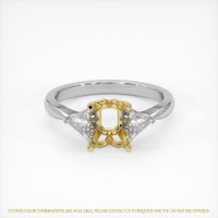 18K Yellow & White Three Stone Ring Setting Image