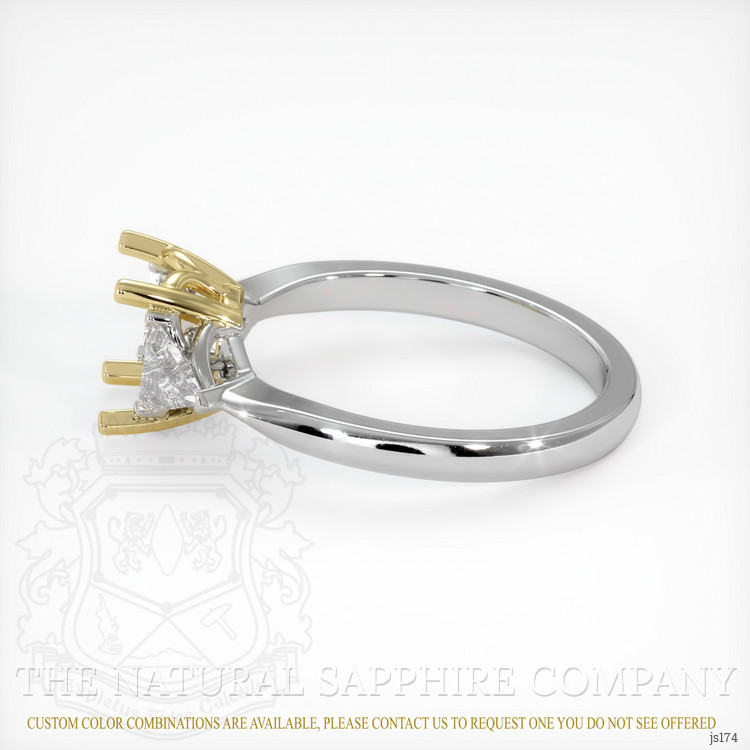 18K Yellow & White Three Stone Ring Setting