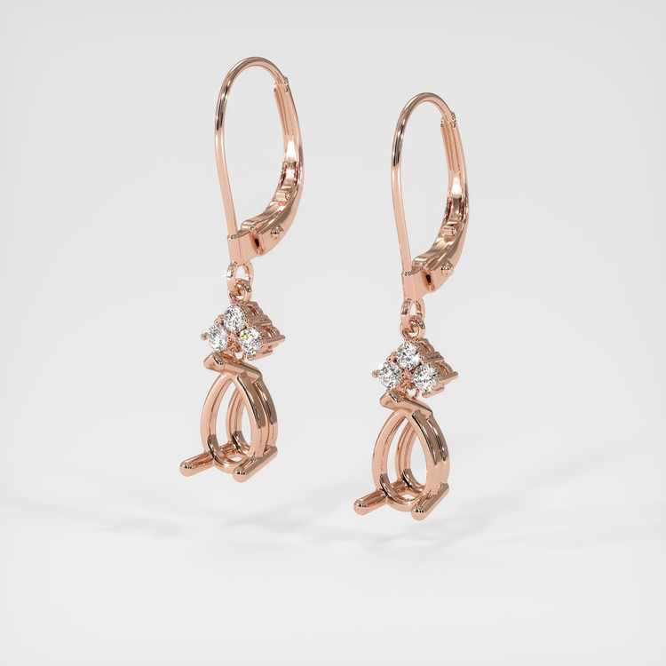 14K Rose Gold Accent Stones Earring Setting
