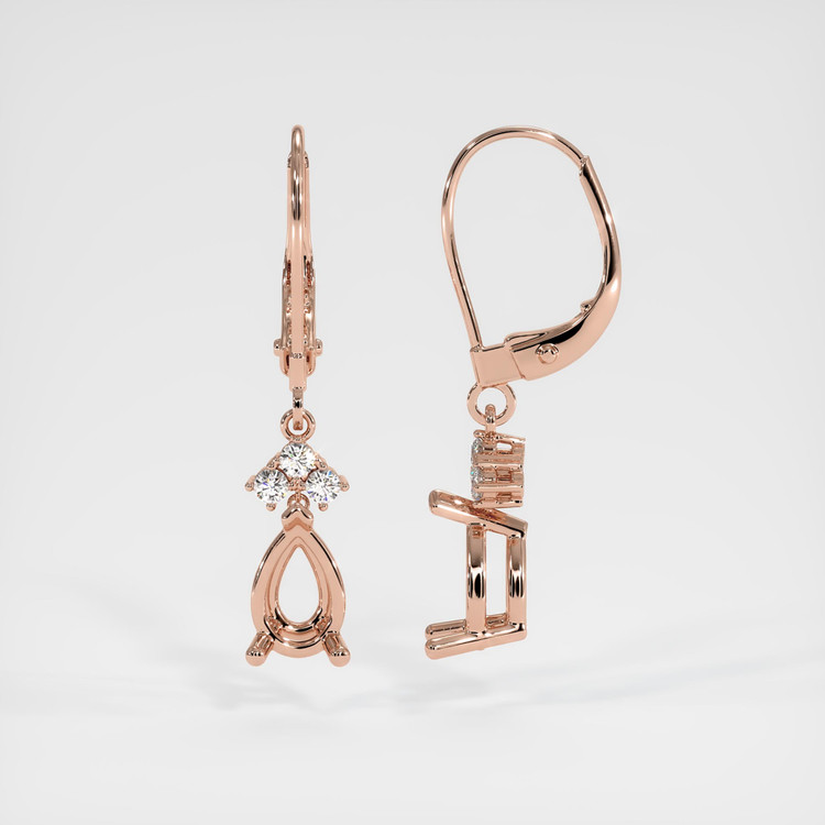 14K Rose Gold Accent Stones Earring Setting