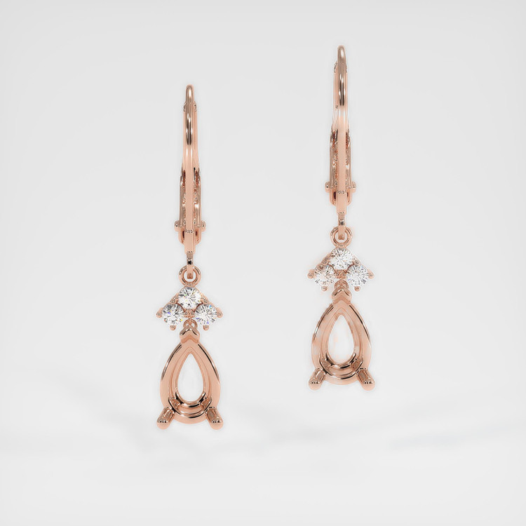 14K Rose Gold Accent Stones Earring Setting