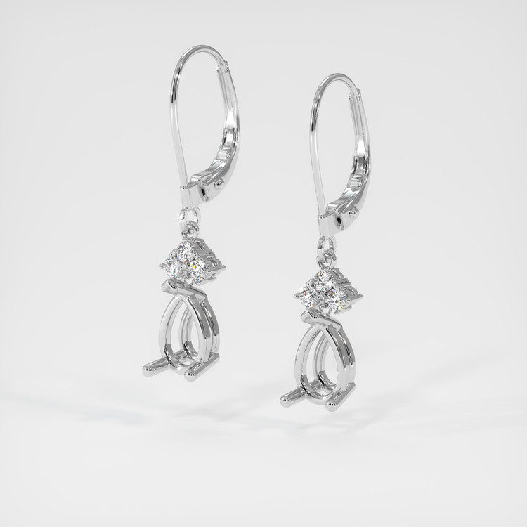 14K White Gold Accent Stones Earring Setting