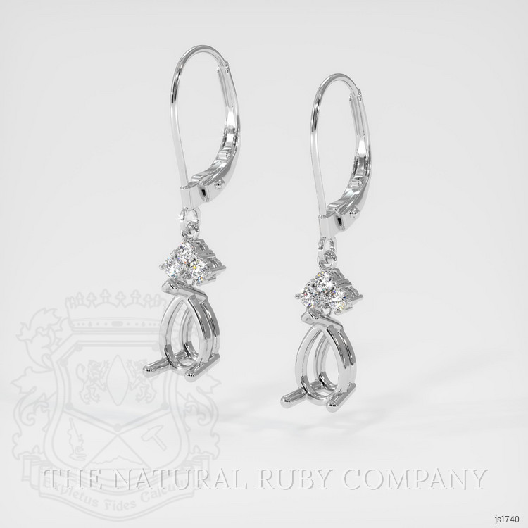 14K White Gold Accent Stones Earring Setting