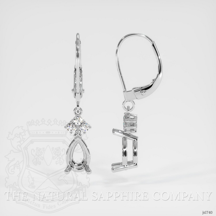 14K White Gold Accent Stones Earring Setting