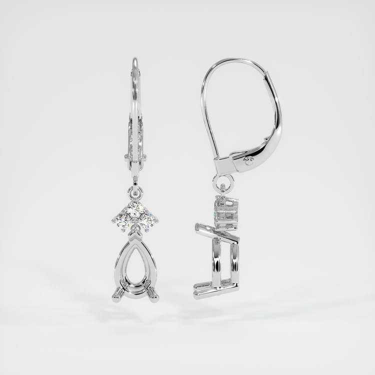 14K White Gold Accent Stones Earring Setting