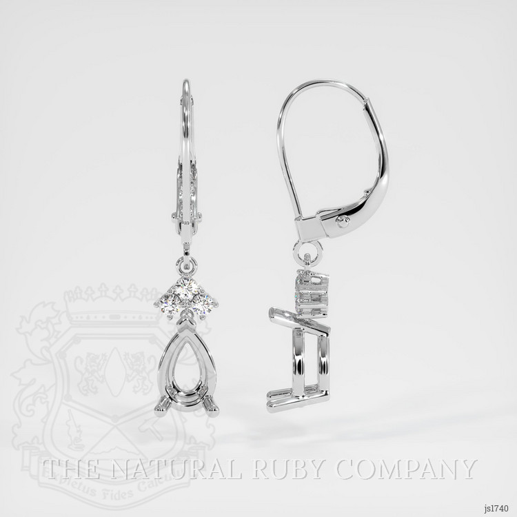 14K White Gold Accent Stones Earring Setting