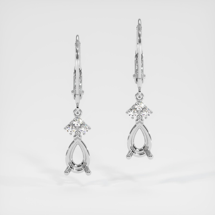 14K White Gold Accent Stones Earring Setting