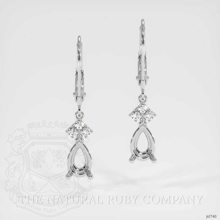 14K White Gold Accent Stones Earring Setting