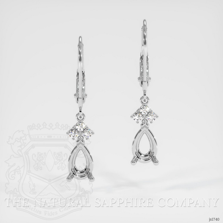 14K White Gold Accent Stones Earring Setting