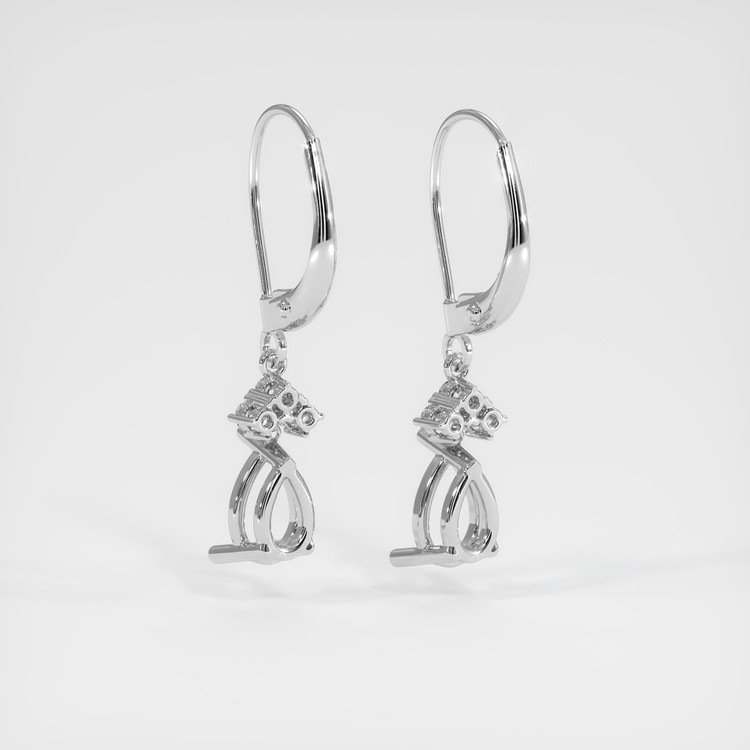 14K White Gold Accent Stones Earring Setting