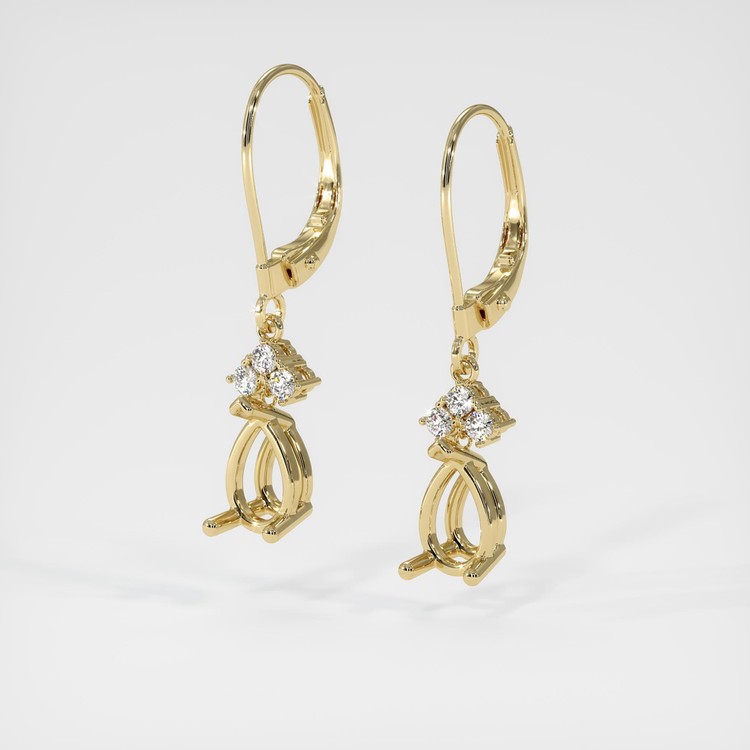 14K Yellow Gold Accent Stones Earring Setting