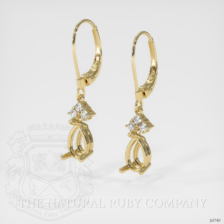 14K Yellow Gold Accent Stones Earring Setting
