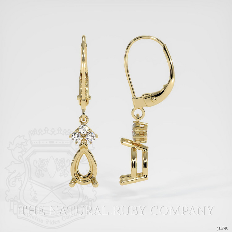 14K Yellow Gold Accent Stones Earring Setting